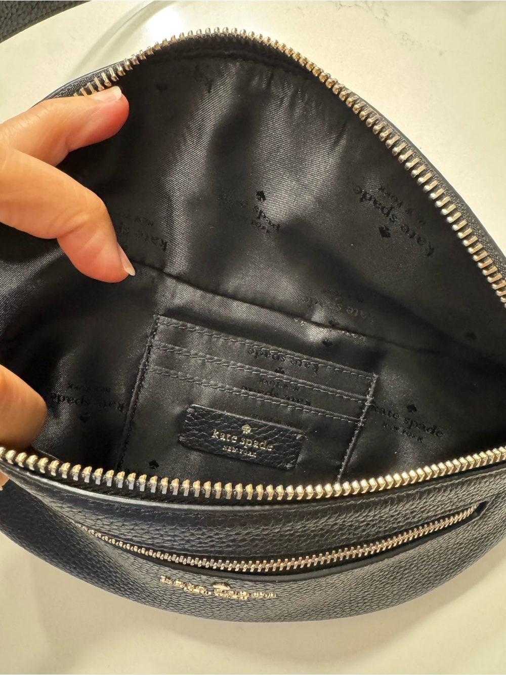 *Like New* Kate Spade Leila Black Pebble Leather Fanny Hip Belt Waist Bag - Picture 7 of 14